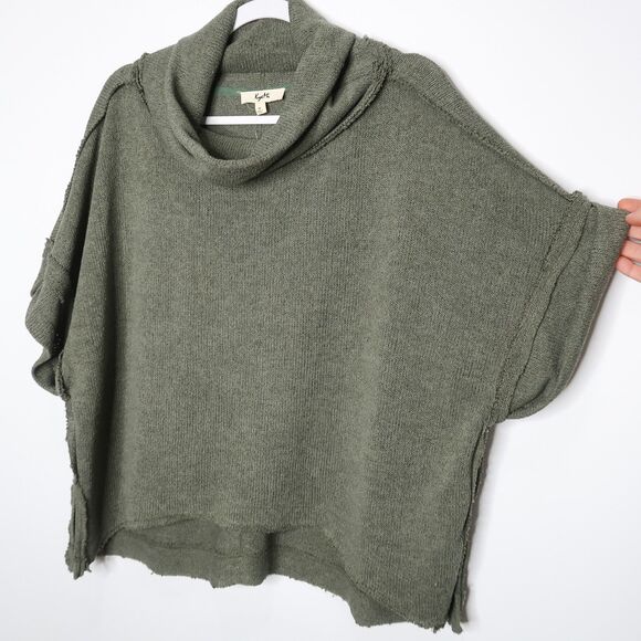 Kye Mi Womens Cowl Neck Sweater Size Medium Green Cropped Grunge - Picture 6 of 9